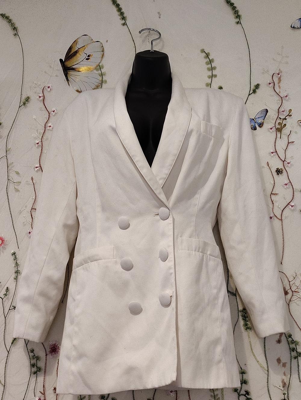 Vintage 81st & Park White Double Breasted Blazer Jacket Longline Dress
